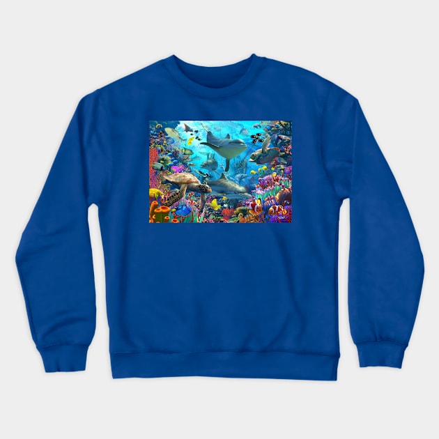 Dolphin Playground Crewneck Sweatshirt by David Penfound Artworks